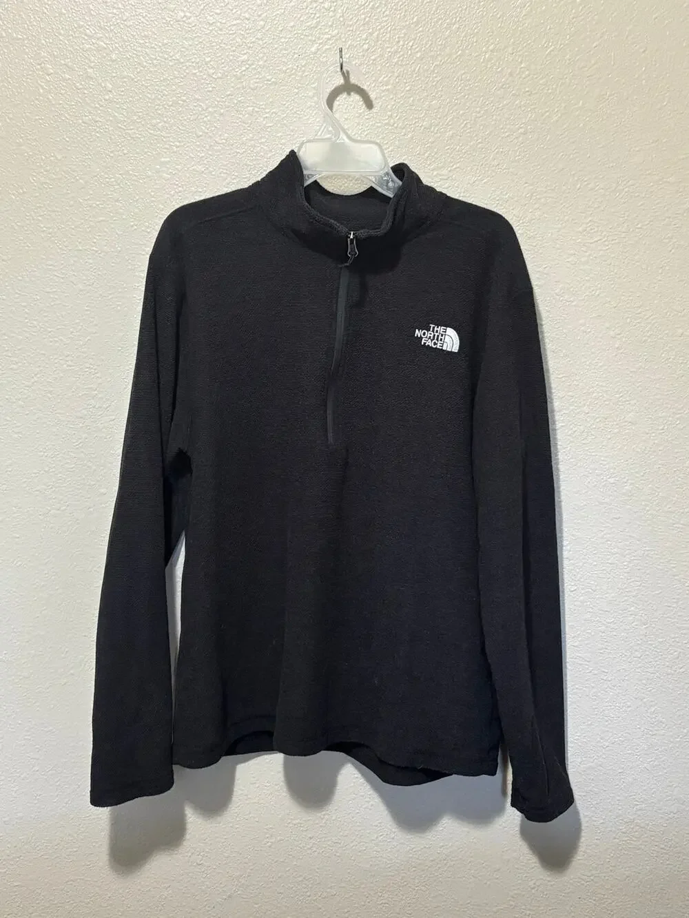 Men’s North Face Cap Rock Textured Black Smoke 1/4 Zip Pullover Fleece Jacket XL